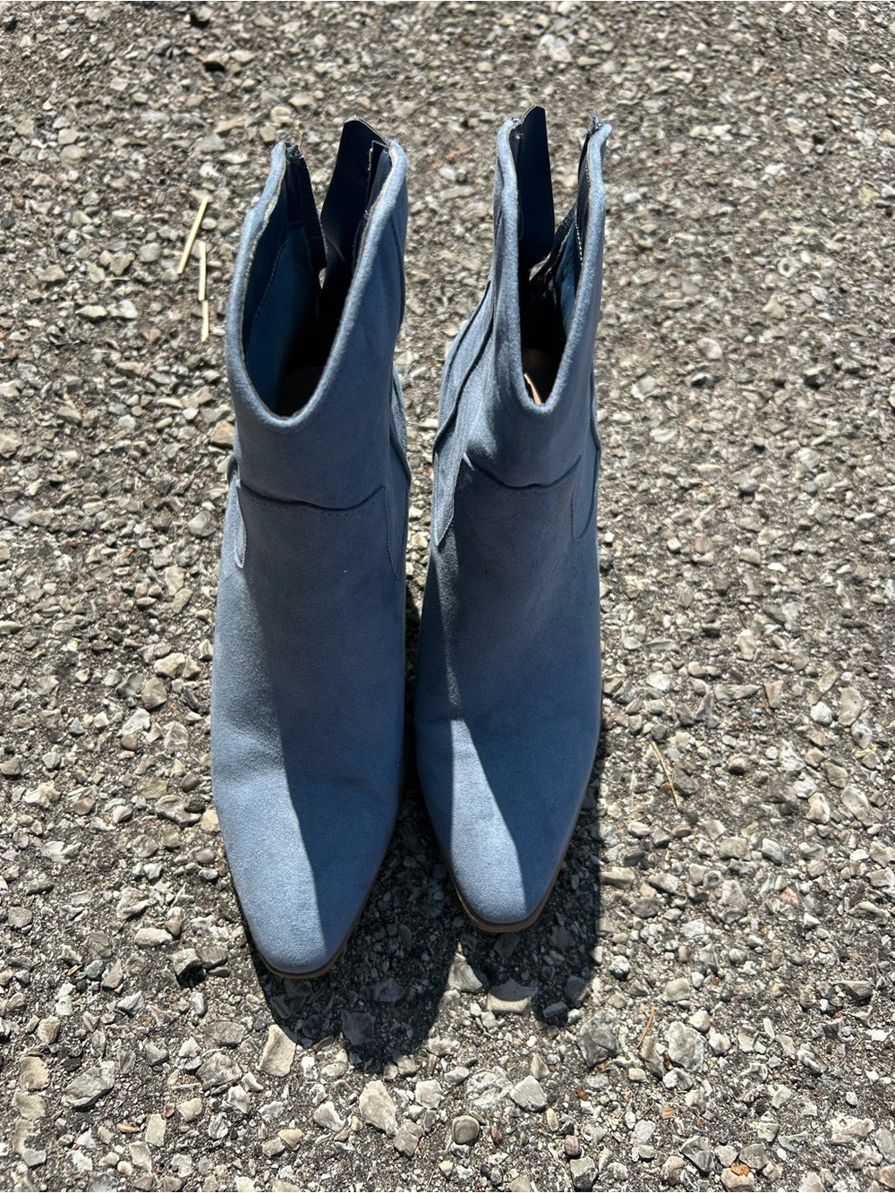 JustFab Light Blue Suede Pointed Ankle Booties